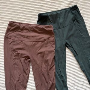 Sweaty Betty Super Soft 7/8 Leggings Green and Dark Rust Bundle Size 6 Pockets!